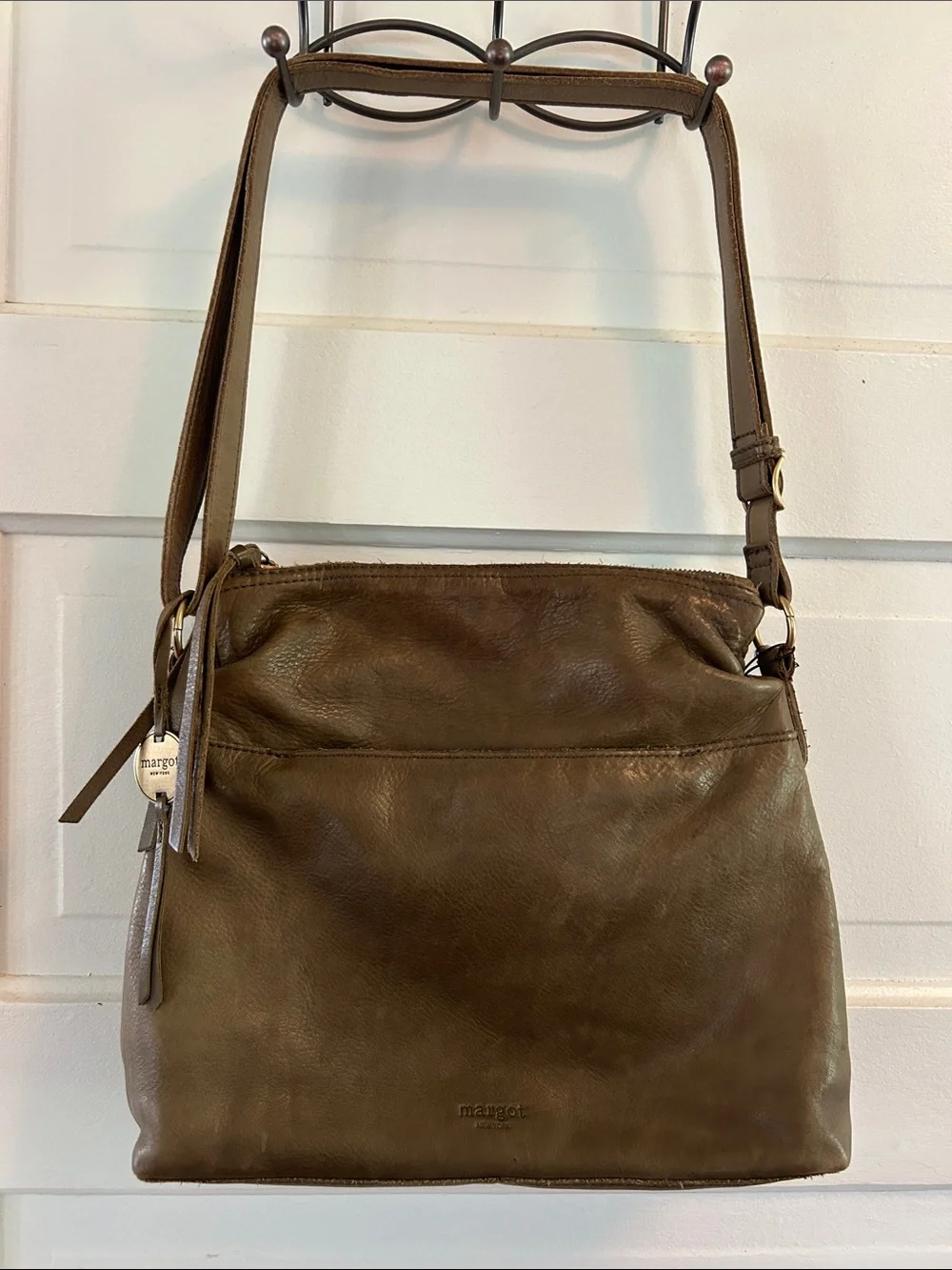 margot Olive Brown Leather Satchel Crossbody